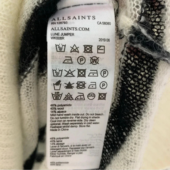 NWT All Saints Lune Lightweight Wool Blend Sweater with Black Stripes Size S - Picture 8 of 10